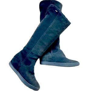 GEOX RESPIRA OVER THE KNEE TALL BLACK SUEDE BOOTS SIZE 9